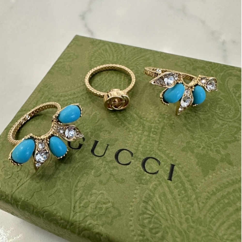 Gucci Interlocking G Stacked Flower Ring - Gold (NWOT) - Picture 7 of 9